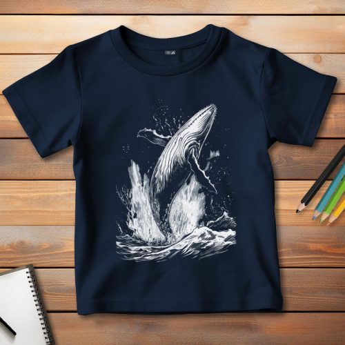 Bálnás póló gyerekeknek sötétkék színben