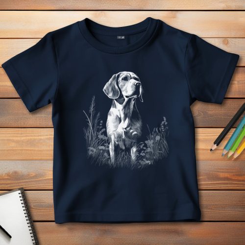 Beagle-ös póló gyerekeknek sötétkék színben