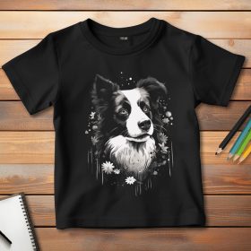 Border collie-s póló gyerekeknek fekete színben