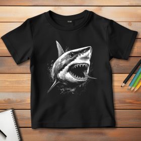 Cápás póló gyerekeknek fekete színben