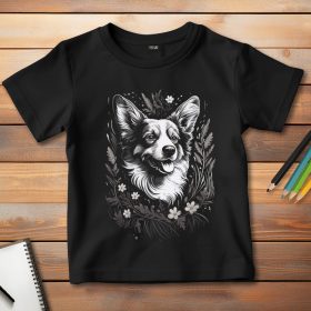 Corgis póló gyerekeknek fekete színben