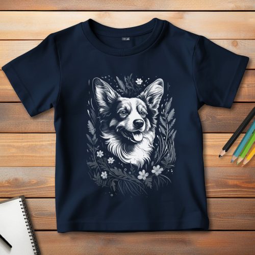 Corgis póló gyerekeknek sötétkék színben