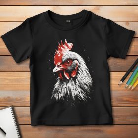 Csirkés póló gyerekeknek fekete színben