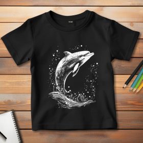 Delfines póló gyerekeknek fekete színben