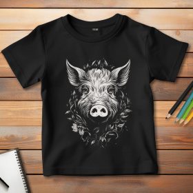 Disznós póló gyerekeknek fekete színben