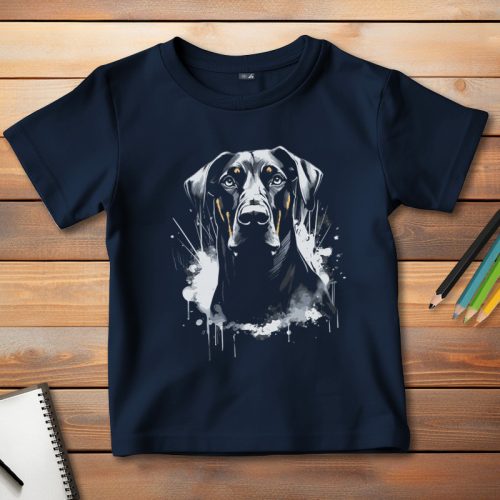 Dobermannos póló gyerekeknek sötétkék színben