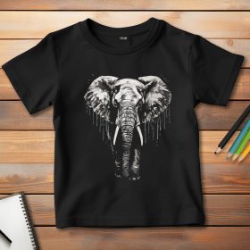 Elefántos póló gyerekeknek fekete színben