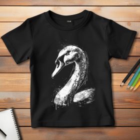 Hattyús póló gyerekeknek fekete színben