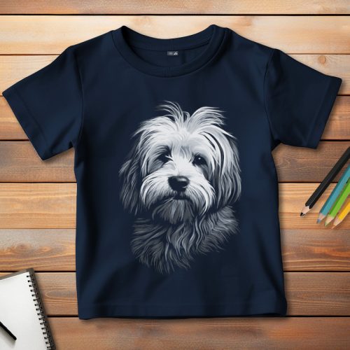 Havanese-s póló gyerekeknek sötétkék színben