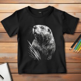 Hódos póló gyerekeknek fekete színben