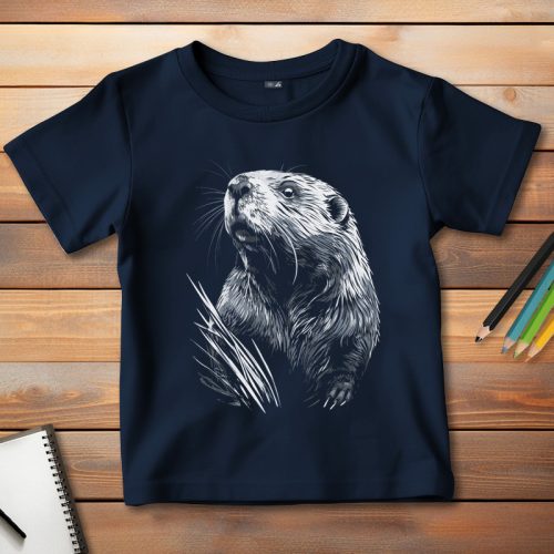 Hódos póló gyerekeknek sötétkék színben