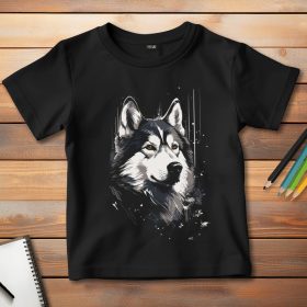 Husky-s póló gyerekeknek fekete színben