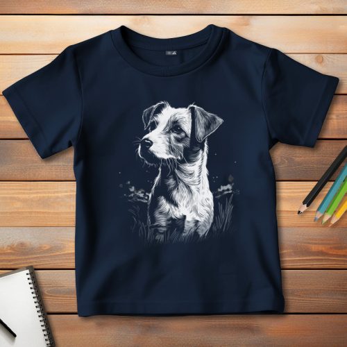 Jack Russel Terrieres póló gyerekeknek sötétkék színben