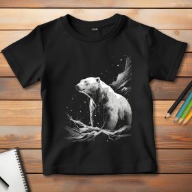 Jegesmedvés póló gyerekeknek fekete színben