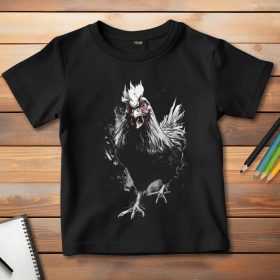 Kakasos póló gyerekeknek fekete színben