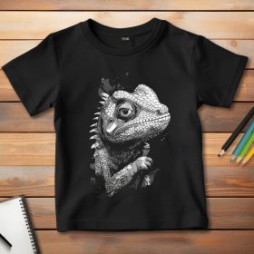 Kaméleonos póló gyerekeknek fekete színben