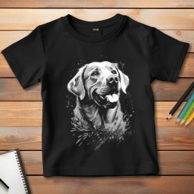 Sárga labradoros póló gyerekeknek fekete színben