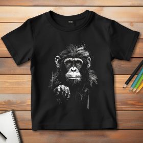 Majmos póló gyerekeknek fekete színben