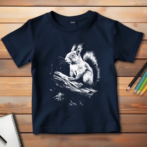 Mókusos póló gyerekeknek sötétkék színben