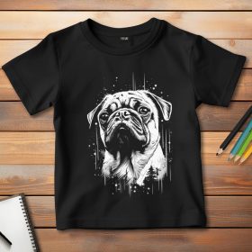 Mopszos póló gyerekeknek fekete színben