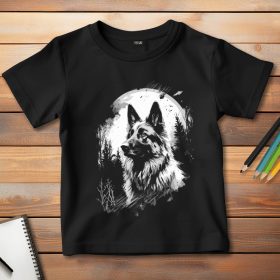 Németjuhászos póló gyerekeknek fekete színben