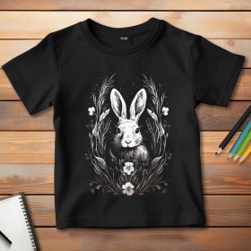 Nyuszis póló gyerekeknek fekete színben