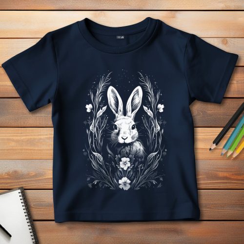 Nyuszis póló gyerekeknek sötétkék színben