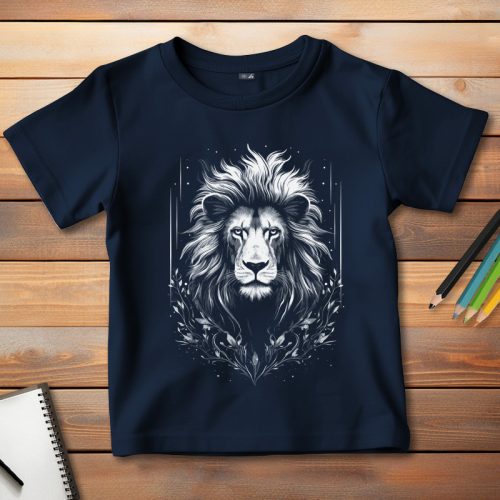 Oroszlános póló gyerekeknek sötétkék színben