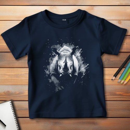 Orrszarvús póló gyerekeknek sötétkék színben
