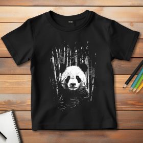 Pandás póló gyerekeknek fekete színben