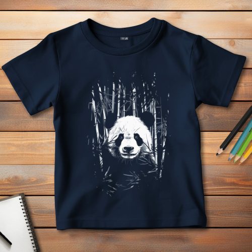 Pandás póló gyerekeknek sötétkék színben