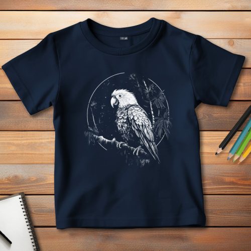 Papagájos póló gyerekeknek sötétkék színben