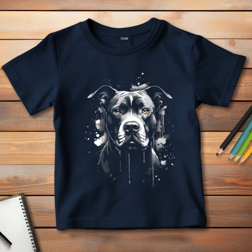 Pitbullos póló gyerekeknek sötétkék színben