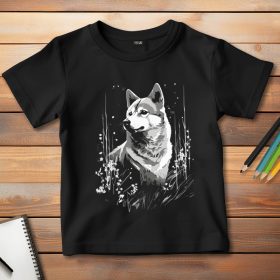 Shiba inus póló gyerekeknek fekete színben