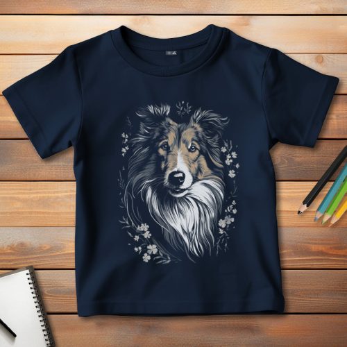 Skót juhászos póló gyerekeknek sötétkék színben