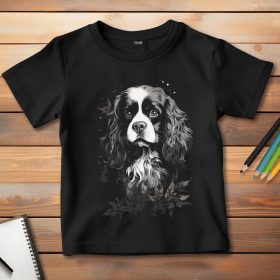 Cavalier king charles spánieles póló gyerekeknek fekete színben