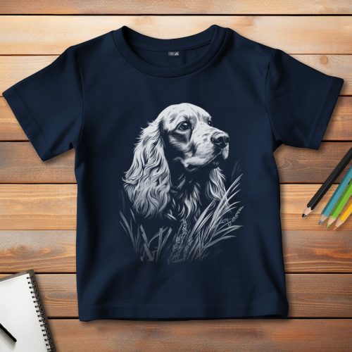 Cocker spánieles póló gyerekeknek sötétkék színben