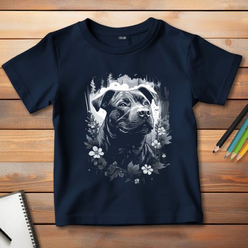 Staffordshire terrieres póló gyerekeknek sötétkék színben