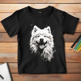 Szamojédes póló gyerekeknek fekete színben