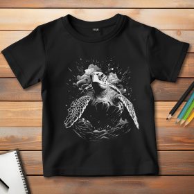 Teknősös póló gyerekeknek fekete színben