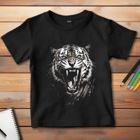 Tigrises póló gyerekeknek fekete színben