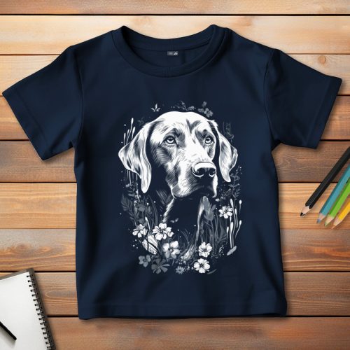 Magyar vizslás póló gyerekeknek sötétkék színben