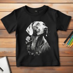 Weimari vizslás póló gyerekeknek fekete színben