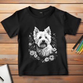 Westie-s póló gyerekeknek fekete színben