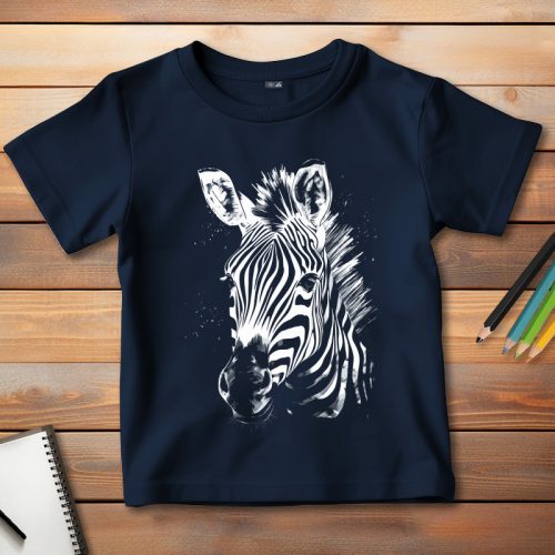 Zebrás póló gyerekeknek sötétkék színben