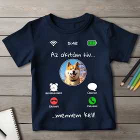 Akitás póló gyerekeknek sötétkék színben