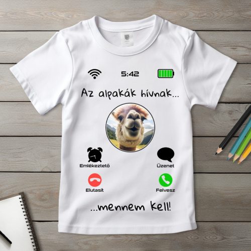 Alpakás póló gyerekeknek fehér színben