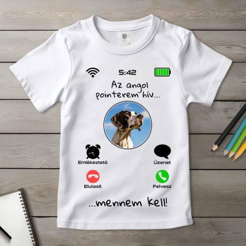 Angol pointeres póló gyerekeknek fehér színben