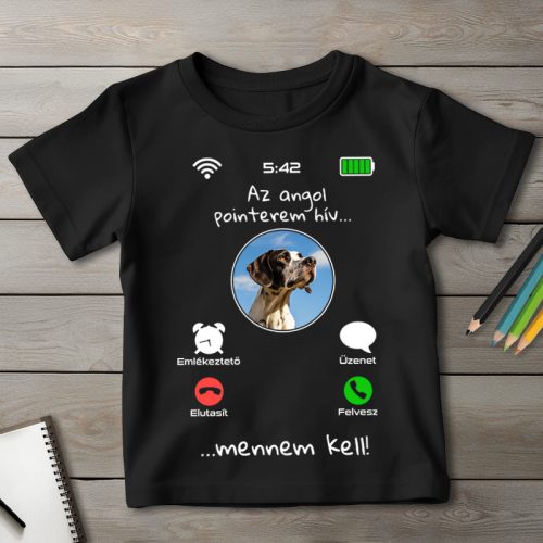 Angol pointeres póló gyerekeknek fekete színben