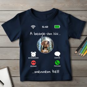 Beagleös póló gyerekeknek sötétkék színben